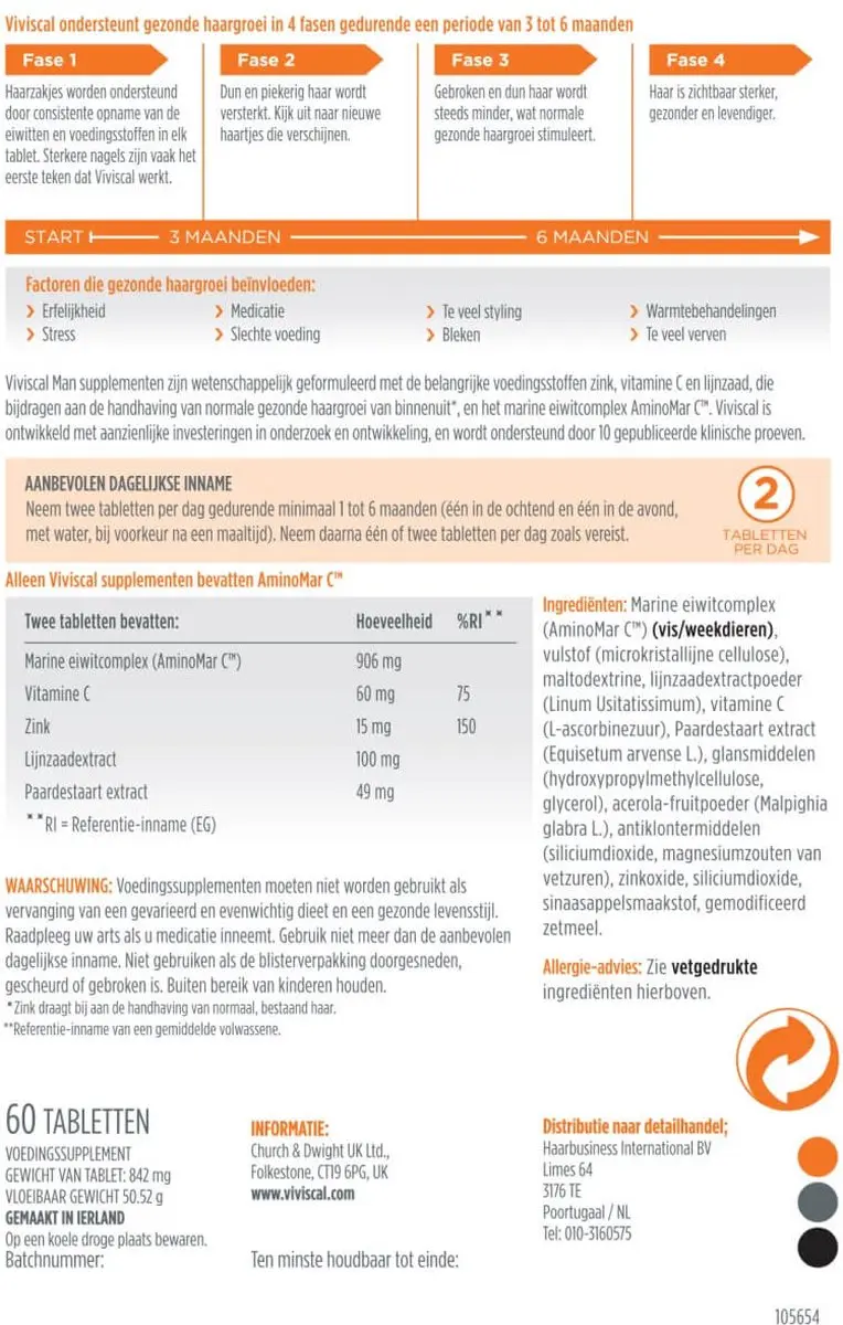 Viviscal Man Haargroei Supplement 180 Stuks