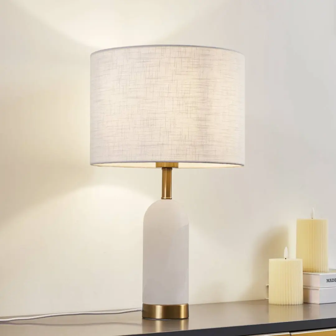 Lindby Tafellamp 1 Licht - 30cm - Wit/Grijs/Goud