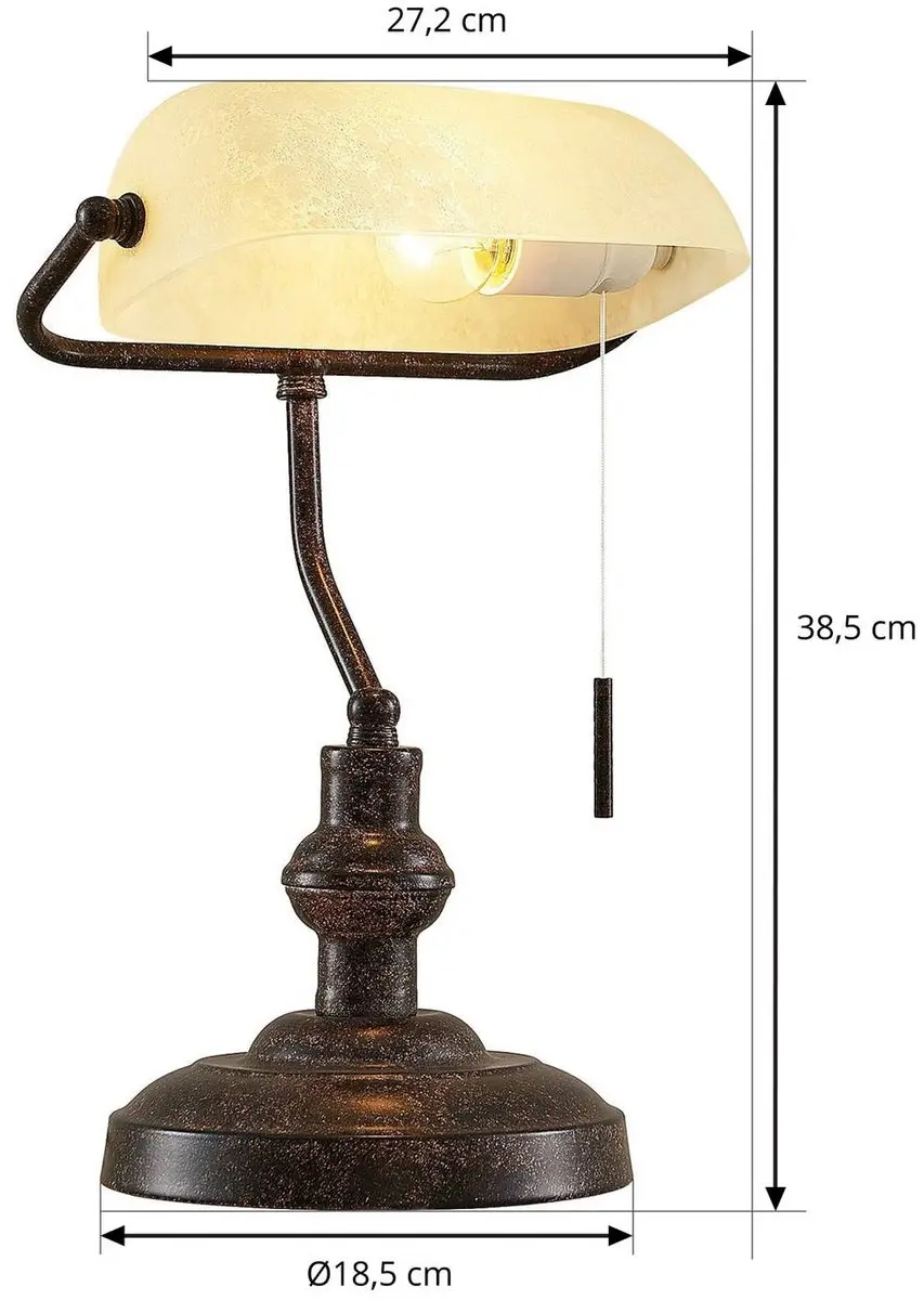 Lindby Bureaulamp 1 Licht E27 - 38,5 cm - Roestbruin/Amber