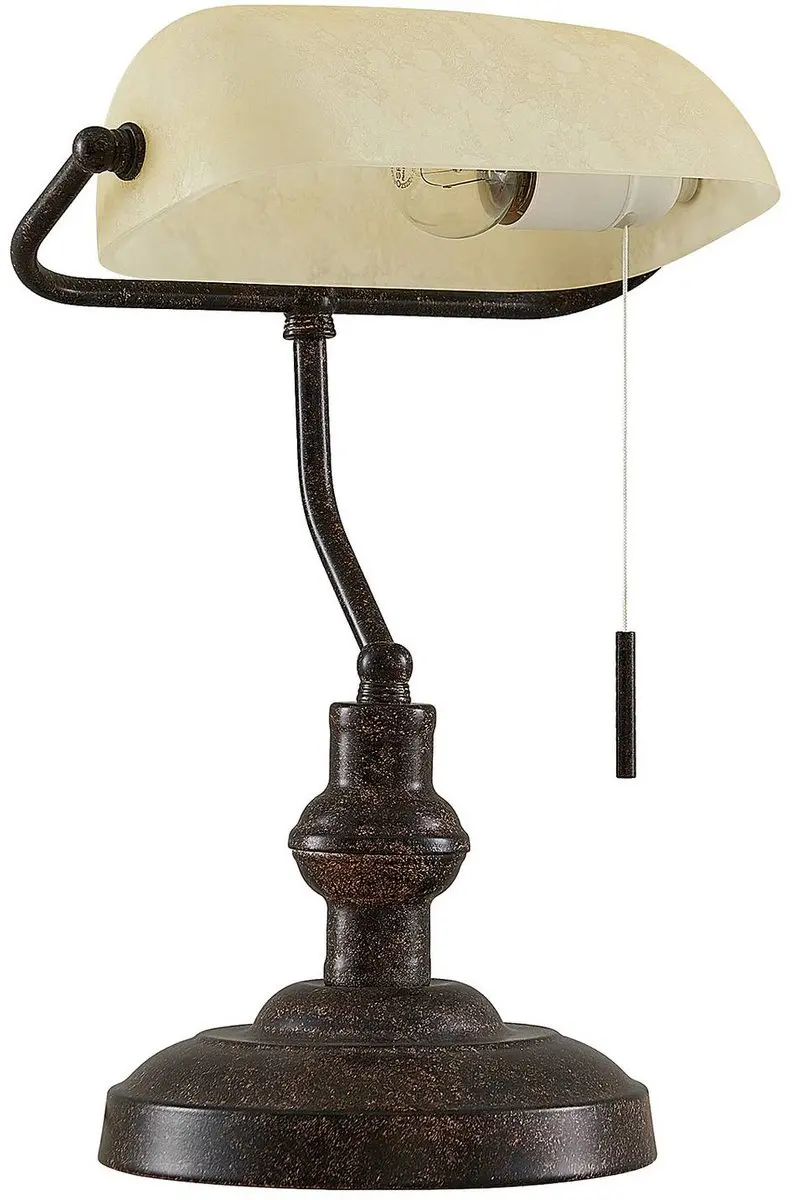 Lindby Bureaulamp 1 Licht E27 - 38,5 cm - Roestbruin/Amber
