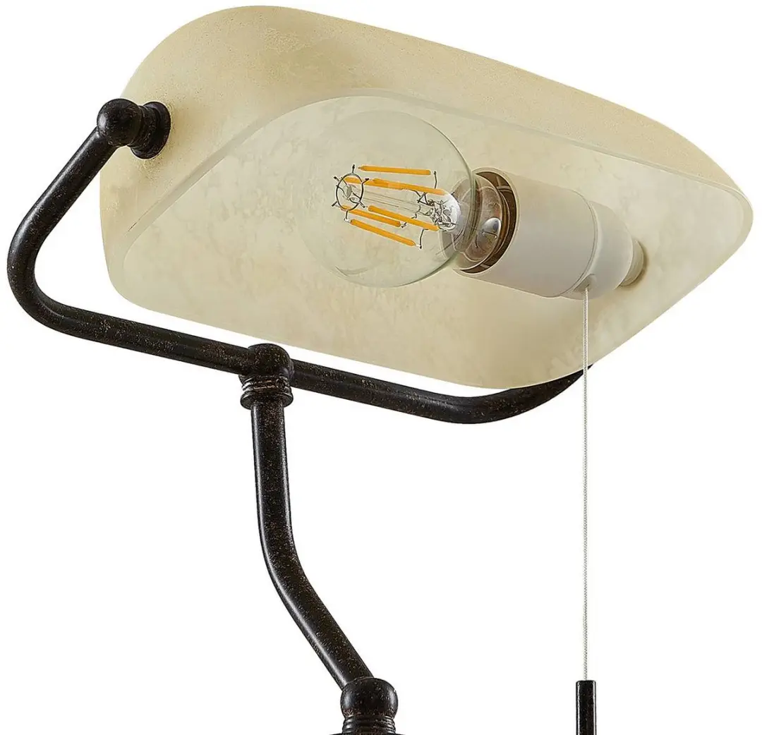 Lindby Bureaulamp 1 Licht E27 - 38,5 cm - Roestbruin/Amber
