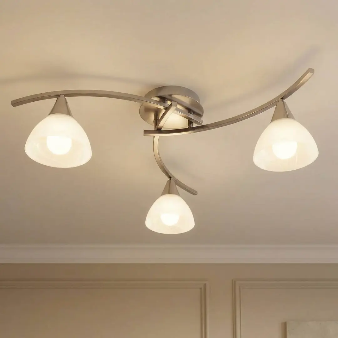 Lindby Della+ Plafondlamp 3-Lichts - Ø57,5cm - Wit/Mat Nikkel