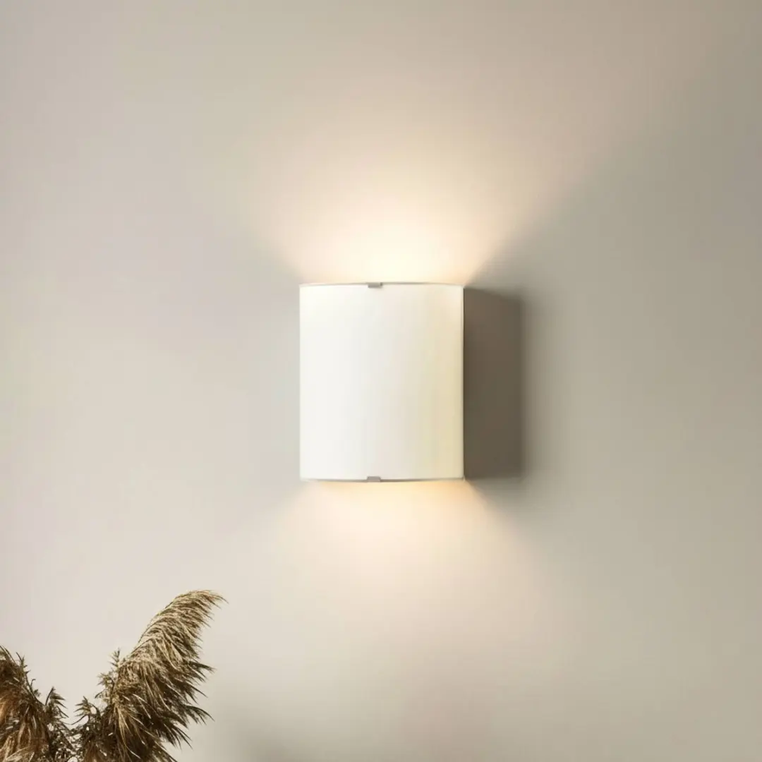 Lindby Wandlamp Glas Metaal 1 Licht E27 - 21cm - Wit/Chroom