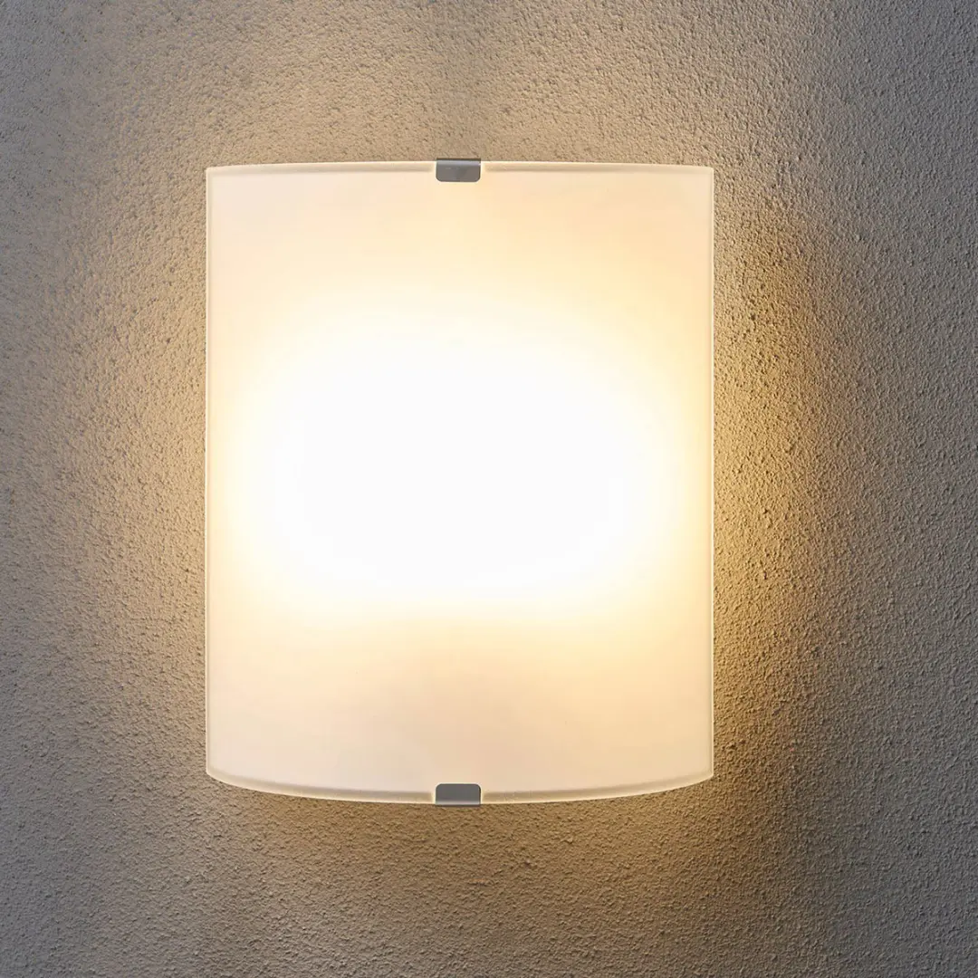 Lindby Wandlamp Glas Metaal 1 Licht E27 - 21cm - Wit/Chroom
