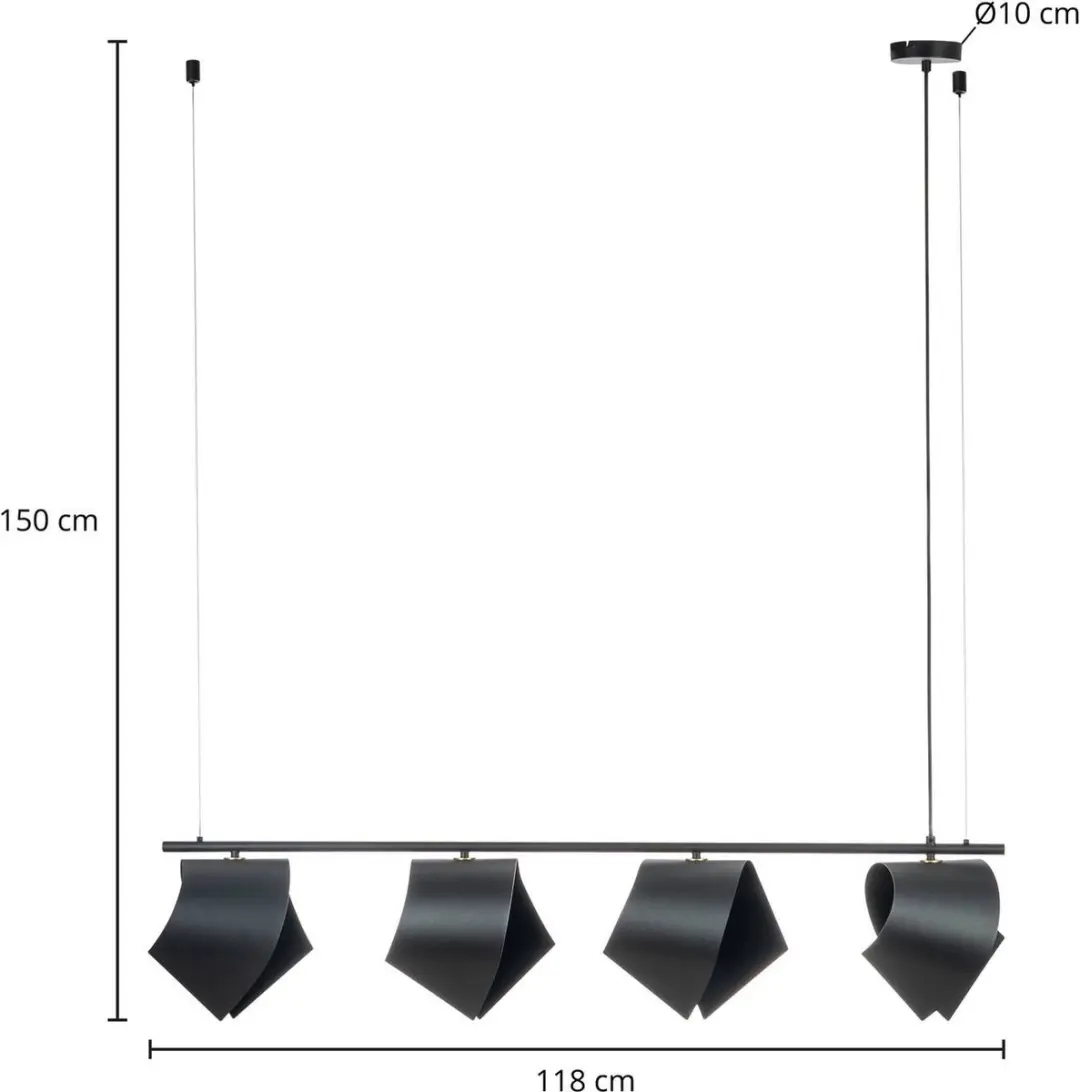 Lucande Hanglamp 4-Lichts Staal - Zandzwart