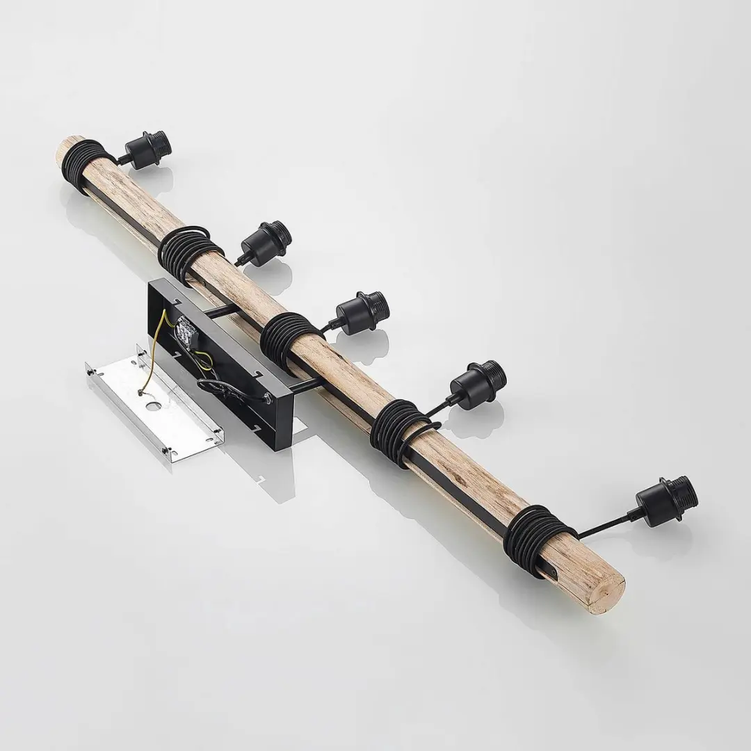 Lindby Hanglamp 5-lichts - Hout/ijzer - E27 - 5 kleuren
