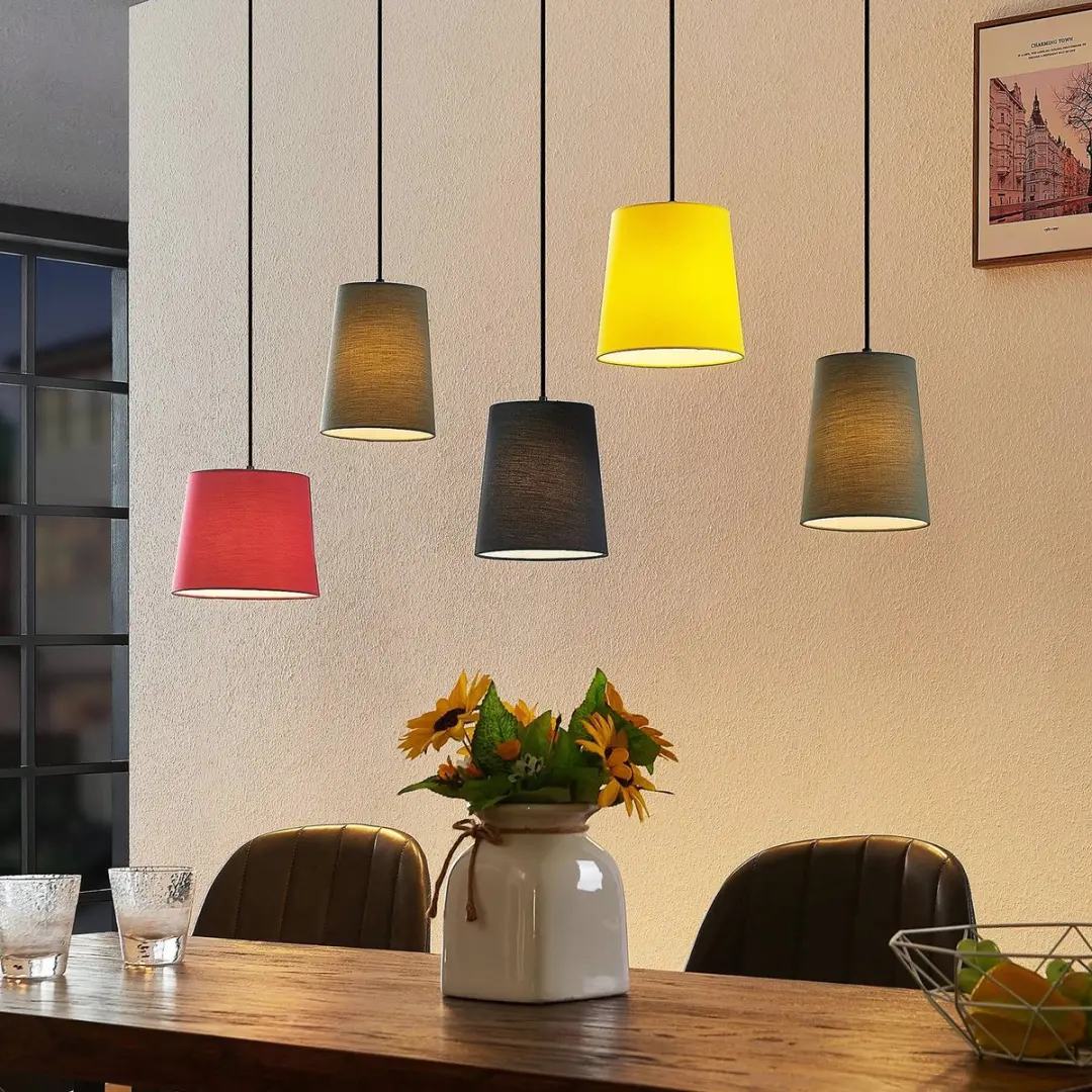 Lindby Hanglamp 5-lichts - Hout/ijzer - E27 - 5 kleuren