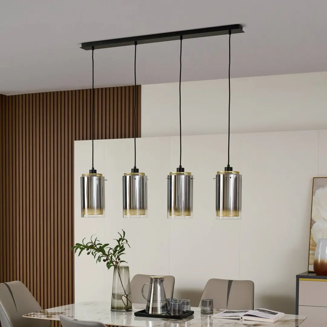 Lucande Hanglamp 4-Lichts Glas - Antraciet/Goud