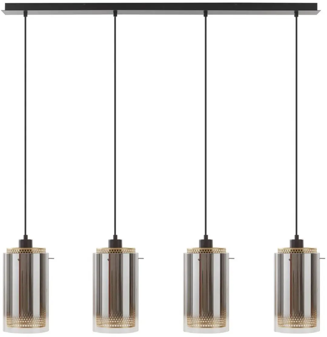 Lucande Hanglamp 4-Lichts Glas - Antraciet/Goud