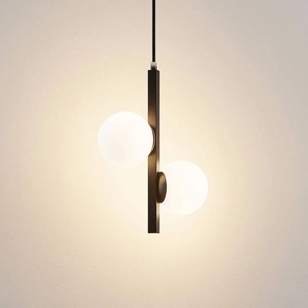 Lucande Hanglamp 2-Lichts - Zwart/Opaalwit