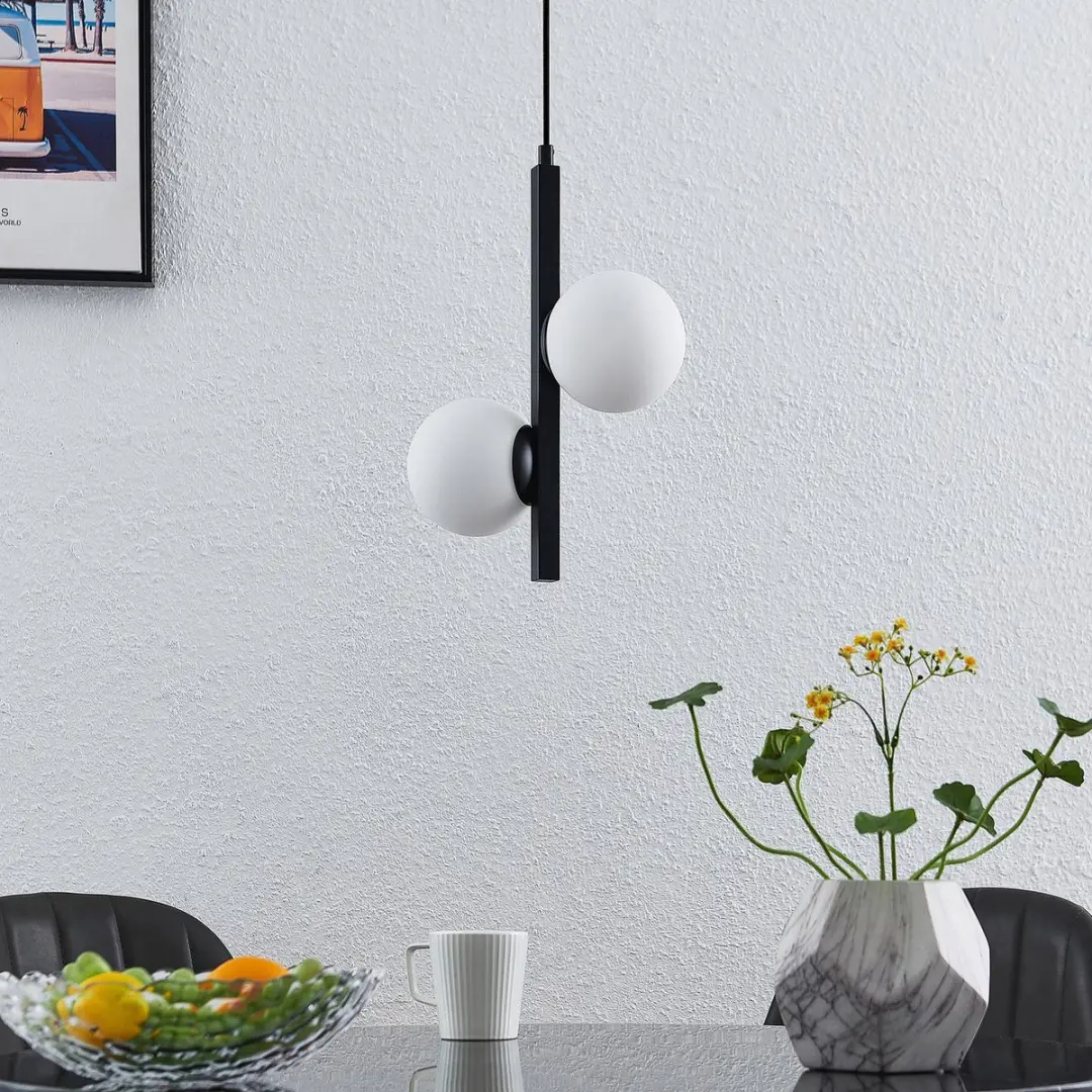 Lucande Hanglamp 2-Lichts - Zwart/Opaalwit