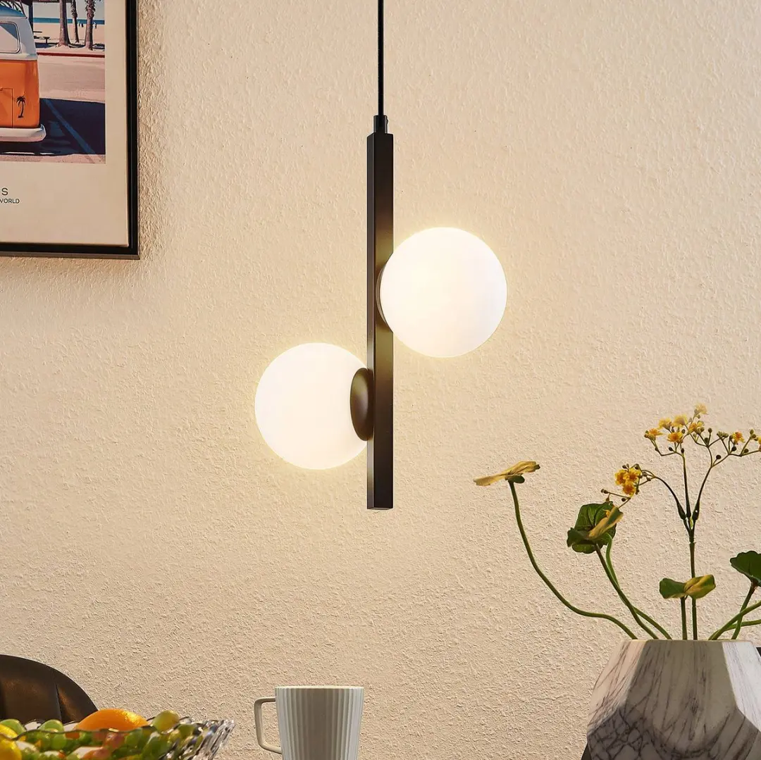 Lucande Hanglamp 2-Lichts - Zwart/Opaalwit