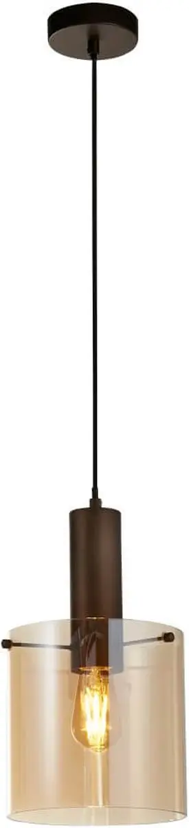 Searchlight Lund Hanglamp E27 - 1 Lichtpunt - Amber/Koffie Metaal