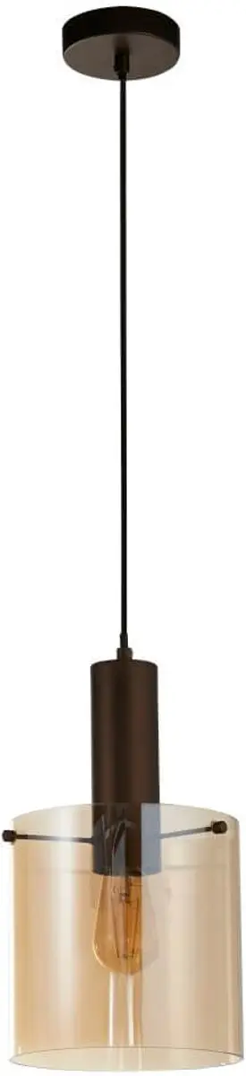 Searchlight Lund Hanglamp E27 - 1 Lichtpunt - Amber/Koffie Metaal