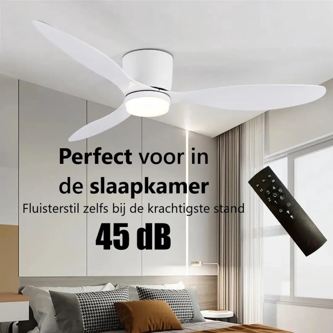 Freelight Brezza Plafondventilator 132cm Wit - 3 Bladen - 6 Standen
