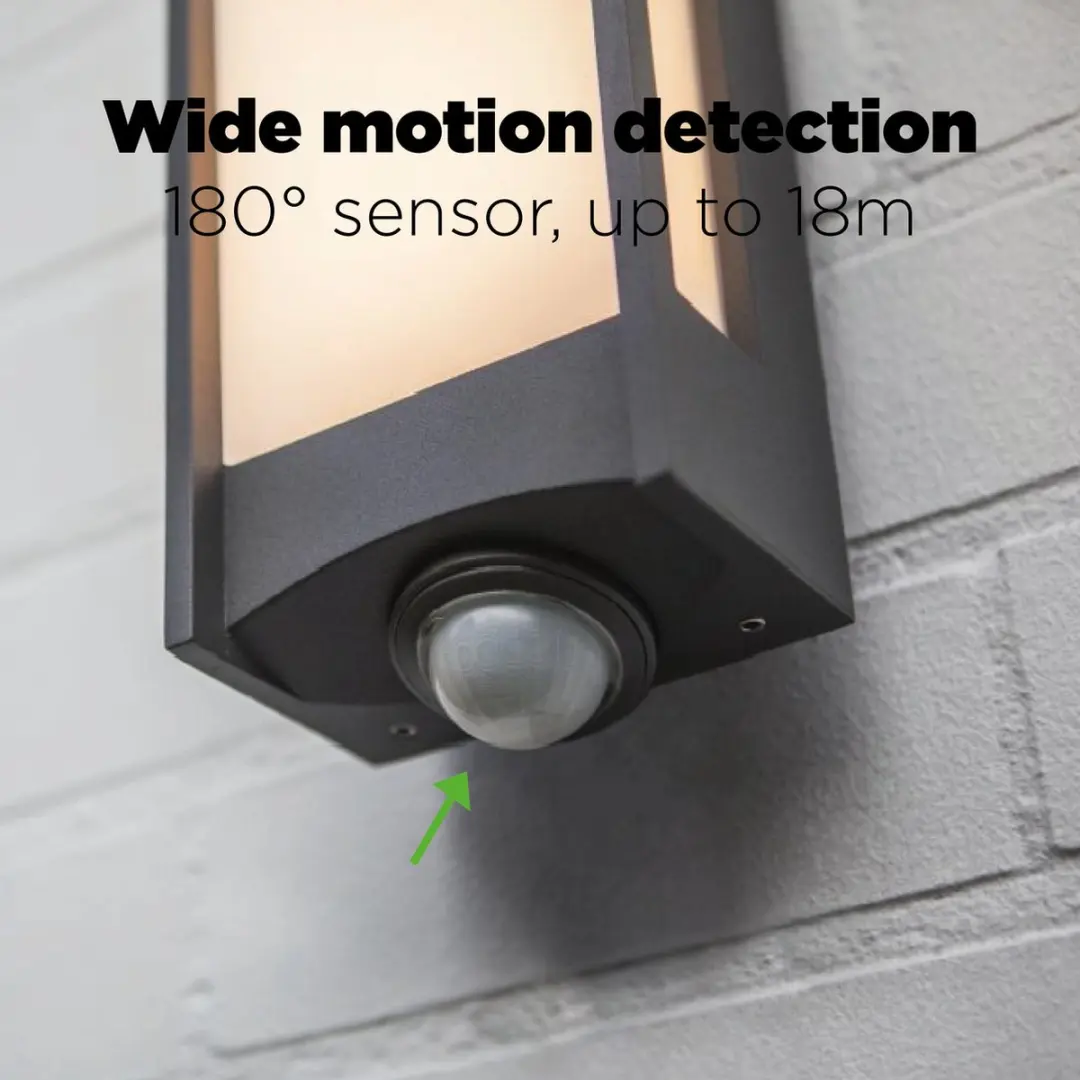 Lutec Qubo LED Wandlamp Buiten - 800 Lm 3000K - PIR Sensor - Donkergrijs