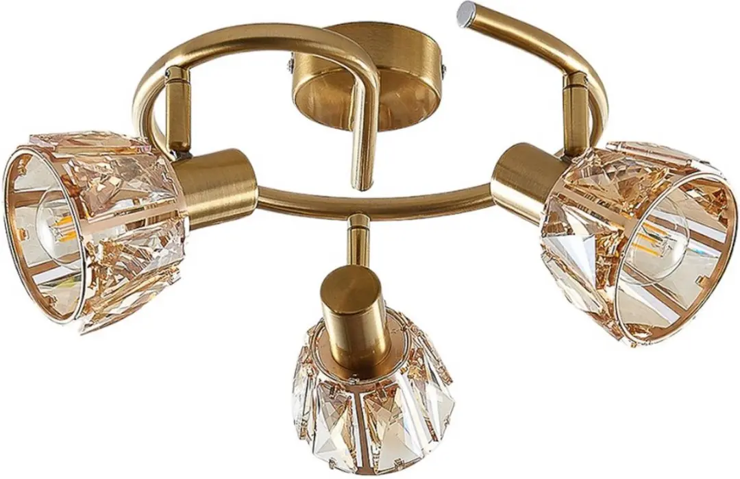 Lindby Plafondlamp 3 Lichtpunten 47cm - Glas/Messing