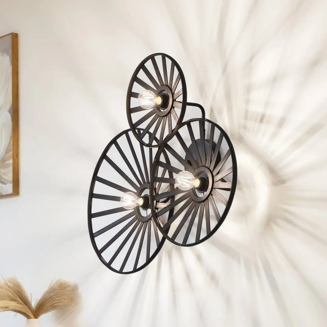 Lindby Wandlamp Bamboe 3-Lichts - Zwart