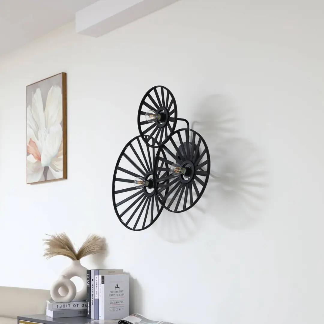 Lindby Wandlamp Bamboe 3-Lichts - Zwart