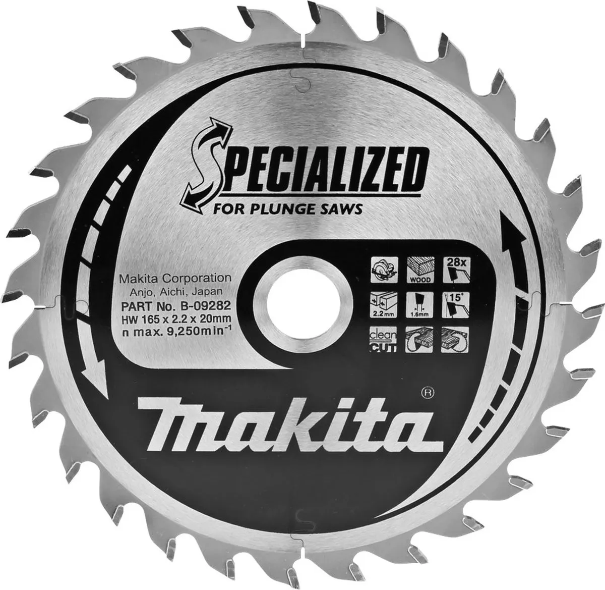 Makita B-09282 Cirkelzaagblad Hout - Ø165mm 28T