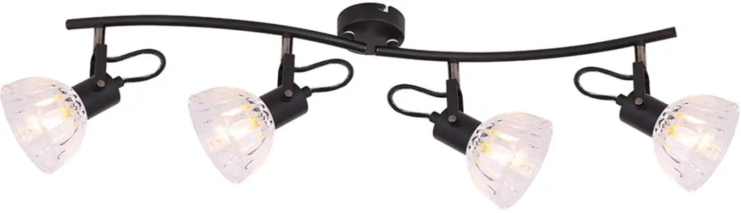 Globo Plafondspot Spot Strip 4x E14 - 70x18cm Zwart