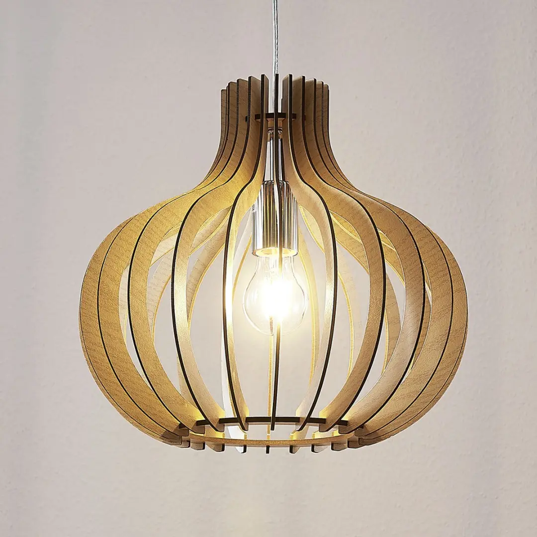 Lindby Hanglamp Metaal Hout 1 Lichtpunt E27