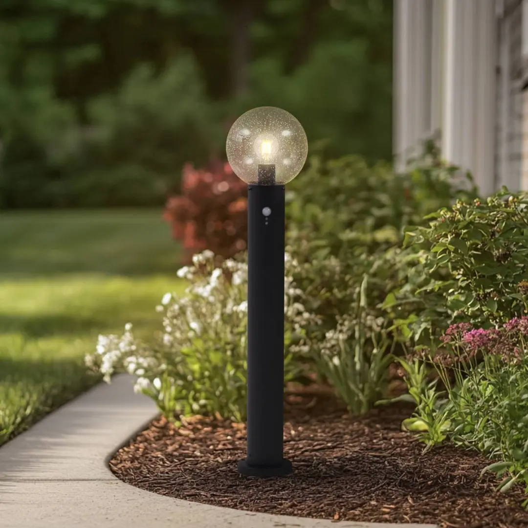 Lindby Padverlichting Zuillamp Glas Aluminium 90cm E27 Transparant Zwart