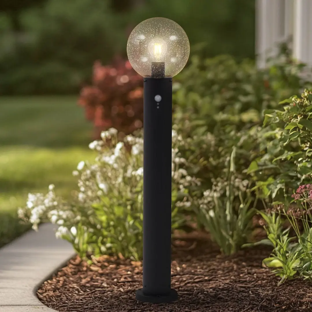 Lindby Padverlichting Zuillamp Glas Aluminium 90cm E27 Transparant Zwart