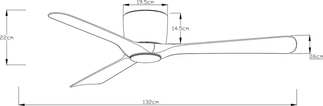 Freelight Storm Plafondventilator 132cm - 6 standen - Zwart