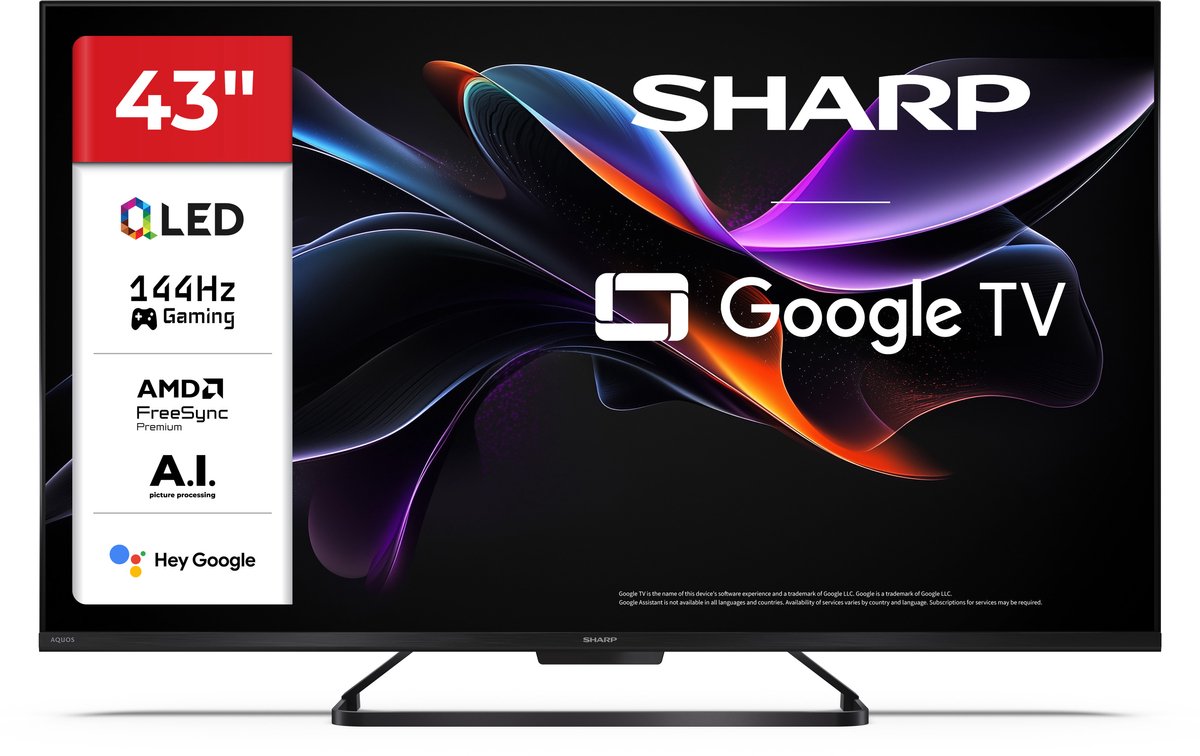 Sharp Aquos 43HR7265 - 43 inch - 144Hz 4K UHD QLED - Google TV - 2025
