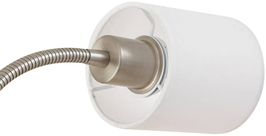Lindby Vloerlamp 1 Licht - 170cm - Nikkel Satijn/Crèmewit/Licht Hout