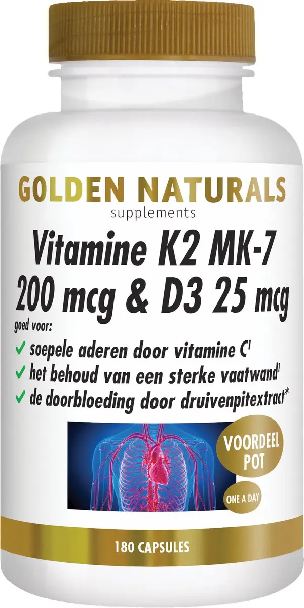 Golden Naturals Vitamine K2 MK-7 & D3 200mcg/25mcg