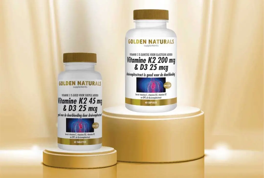 Golden Naturals Vitamine K2 MK-7 & D3 200mcg/25mcg - 180 Capsules