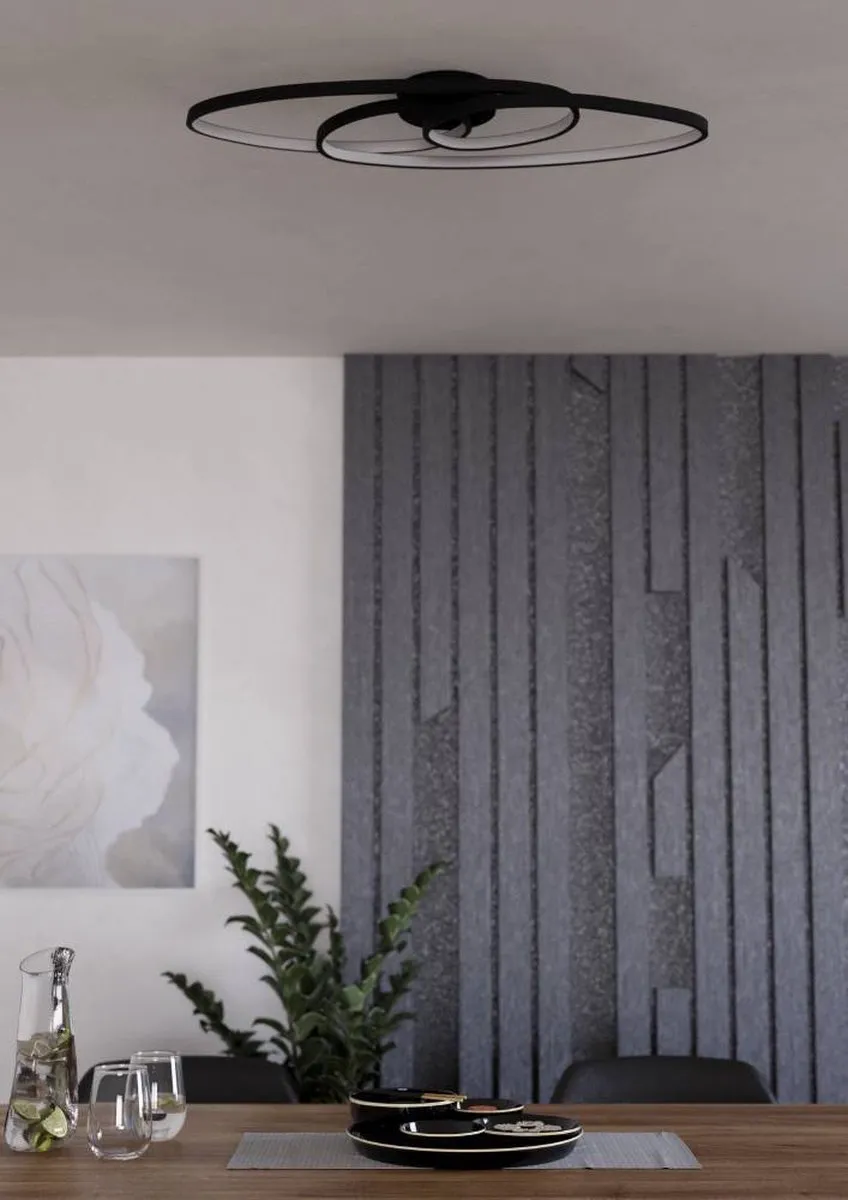 Eglo Gianella Plafondlamp LED - Ø88cm - Zwart/Wit