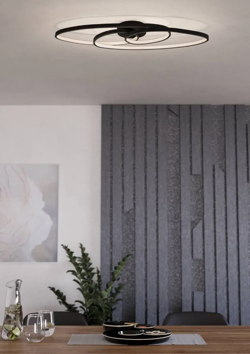 Eglo Gianella Plafondlamp LED - Ø88cm - Zwart/Wit
