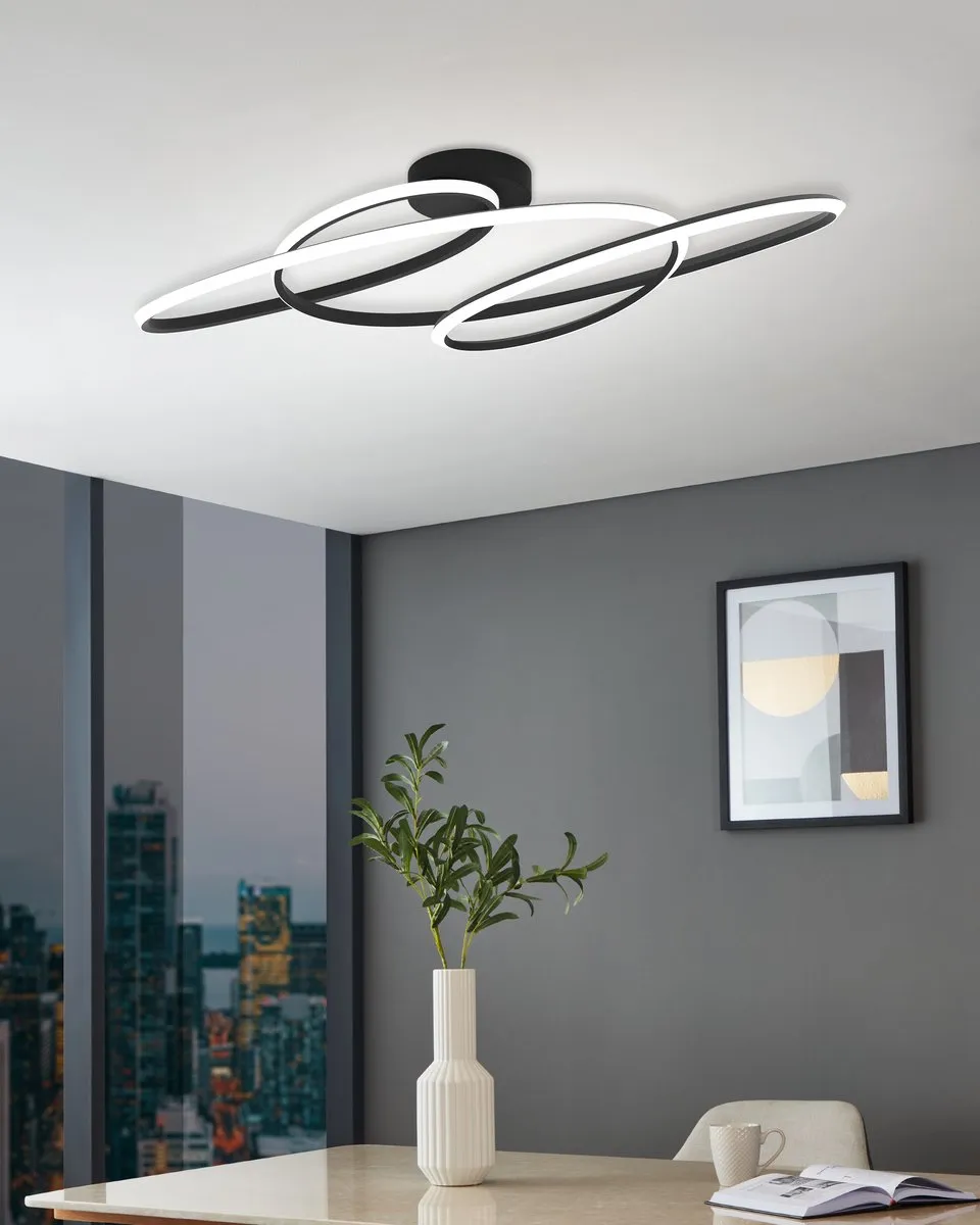 Eglo Gianella Plafondlamp LED - Ø88cm - Zwart/Wit