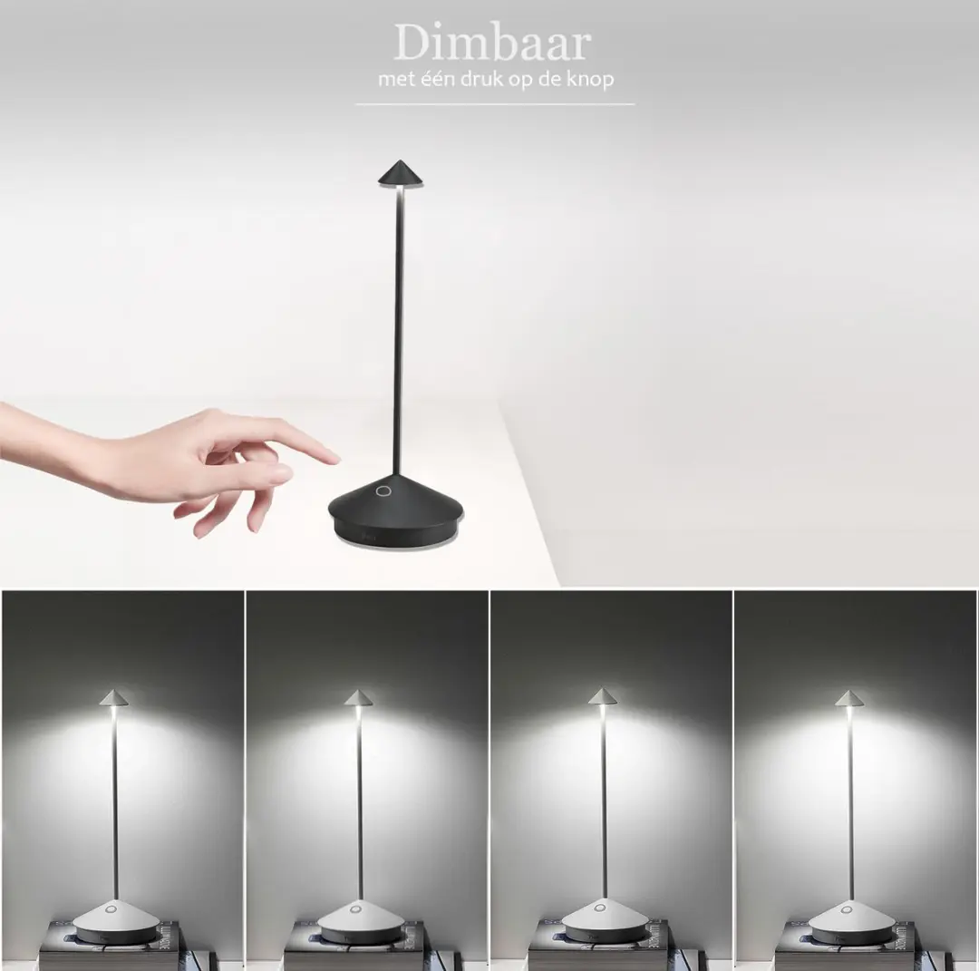 Zafferano Pina Oplaadbare LED Tafellamp - Zwart - IP54 - 2700K