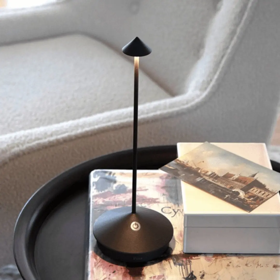 Zafferano Pina Oplaadbare LED Tafellamp - Zwart - IP54 - 2700K