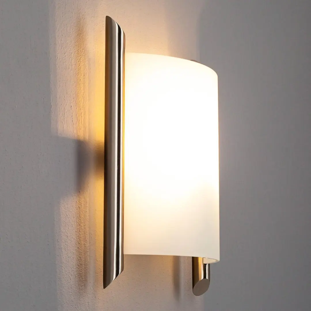 Lindby Wandlamp Glas Metaal 1 Licht E27 - 25cm - Wit/Nikkel