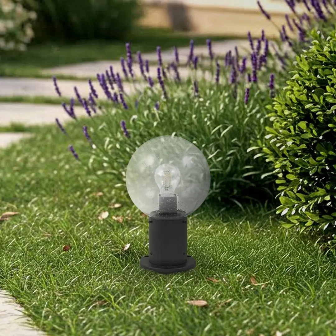 Lindby Sokkellamp Glas Aluminium E27 - 32cm - Transparant/Zwart