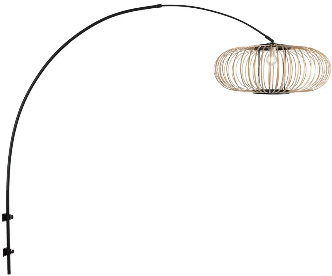 Steinhauer Silva 1481ZW Wandlamp - Bamboe/Zwart - 40W
