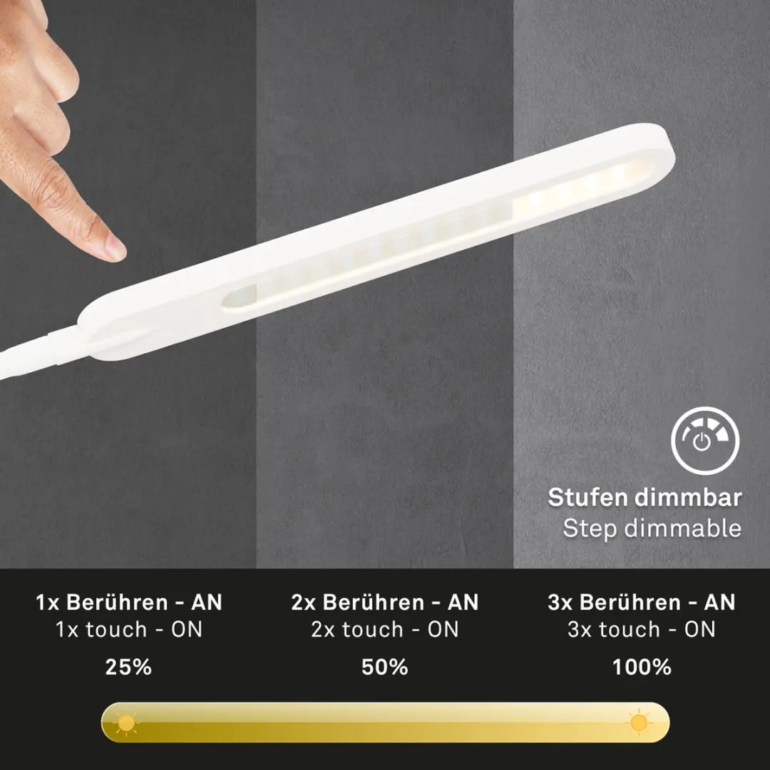 Briloner Ervo LED Vloerlamp - 8W 600lm 183cm Wit