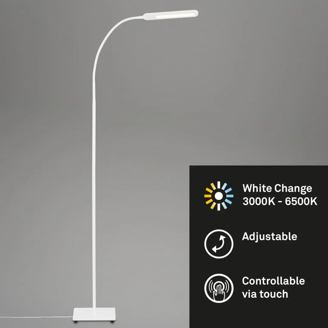 Briloner Ervo LED Vloerlamp - 8W 600lm 183cm Wit