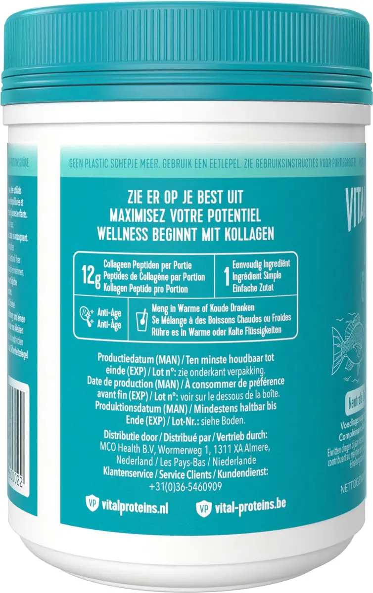 Vital Proteins Viscollageen Peptiden 221g - Neutrale Smaak