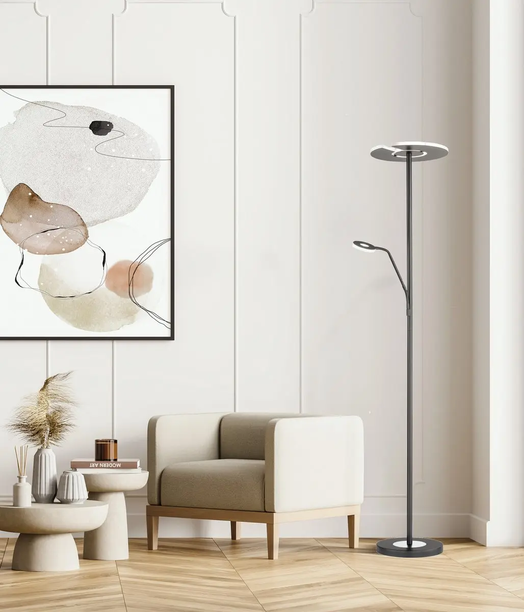 Fischer & Honsel Dent Vloerlamp 54W - Zwart