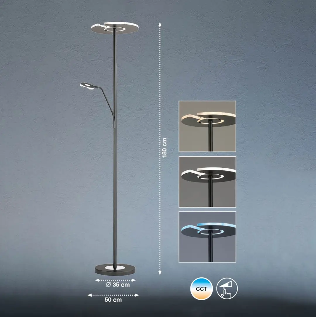 Fischer & Honsel Dent Vloerlamp 54W - Zwart - afbeelding 6 van 6