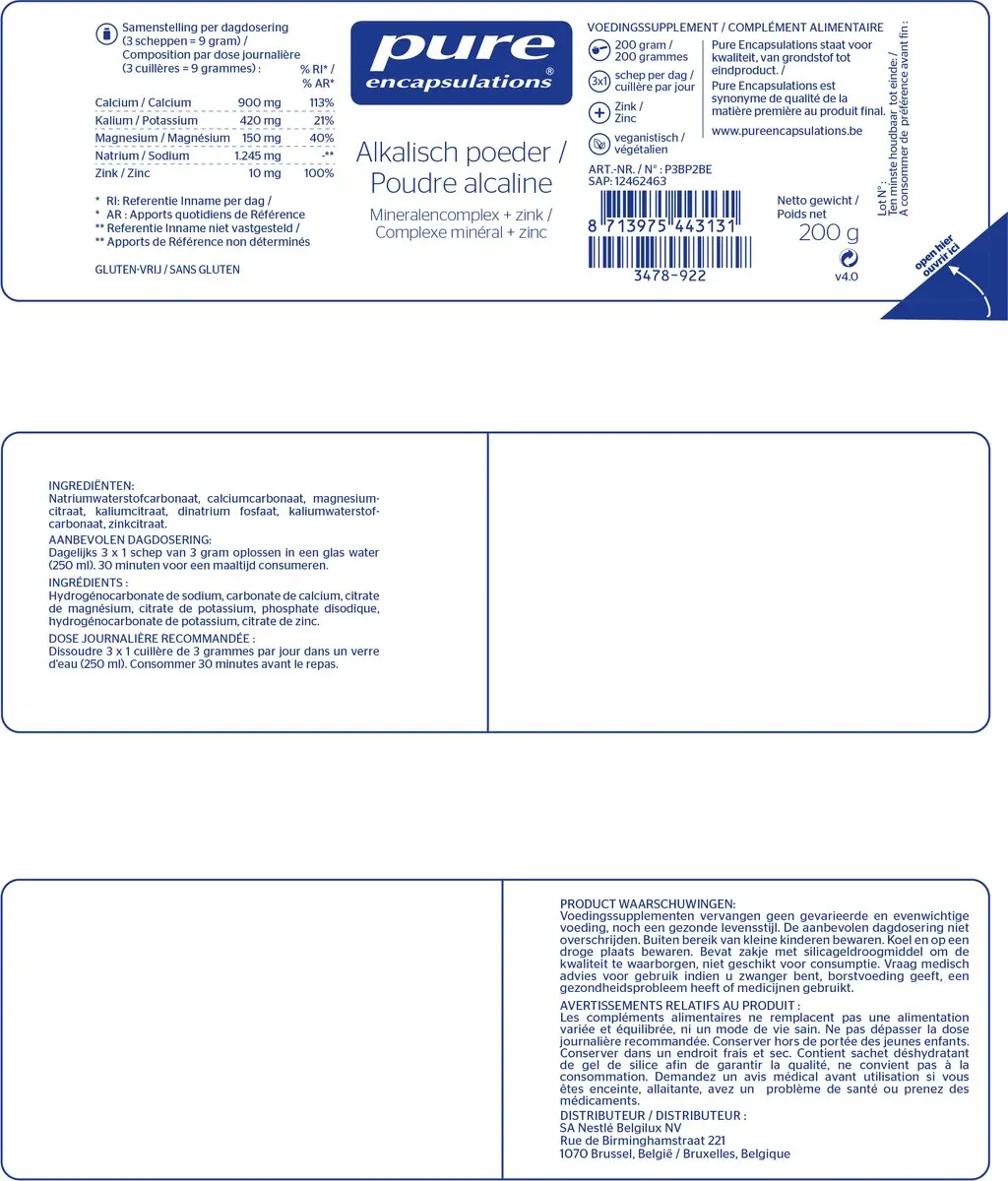 Pure Encapsulations Alkalisch Poeder 200g