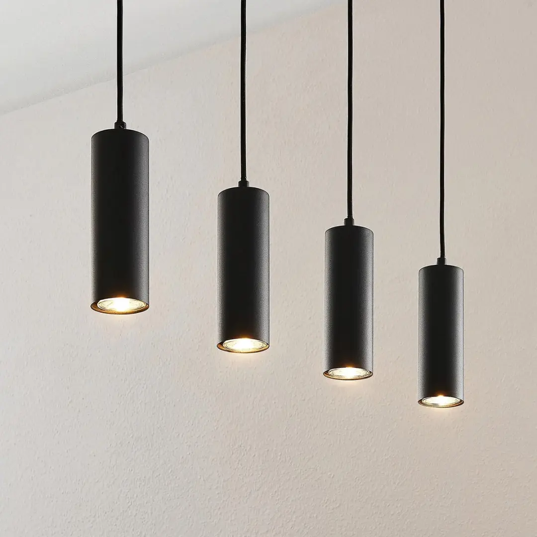 Lindby Hanglamp 4-Lichts Metaal GU10 - Zwart