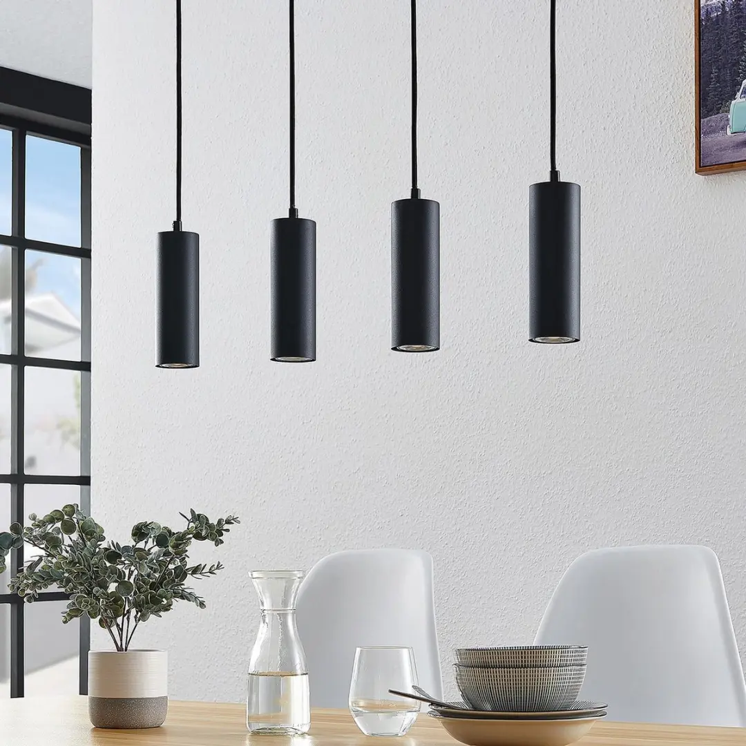 Lindby Hanglamp 4-Lichts Metaal GU10 - Zwart