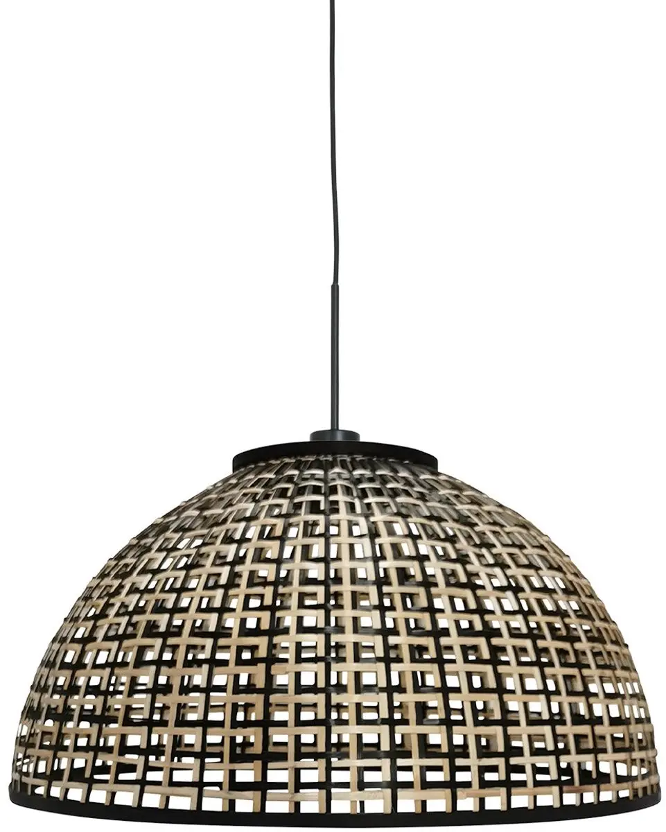 Steinhauer Nox Light 4477ZW Hanglamp - Halfronde bamboe kap 60cm - Zwart